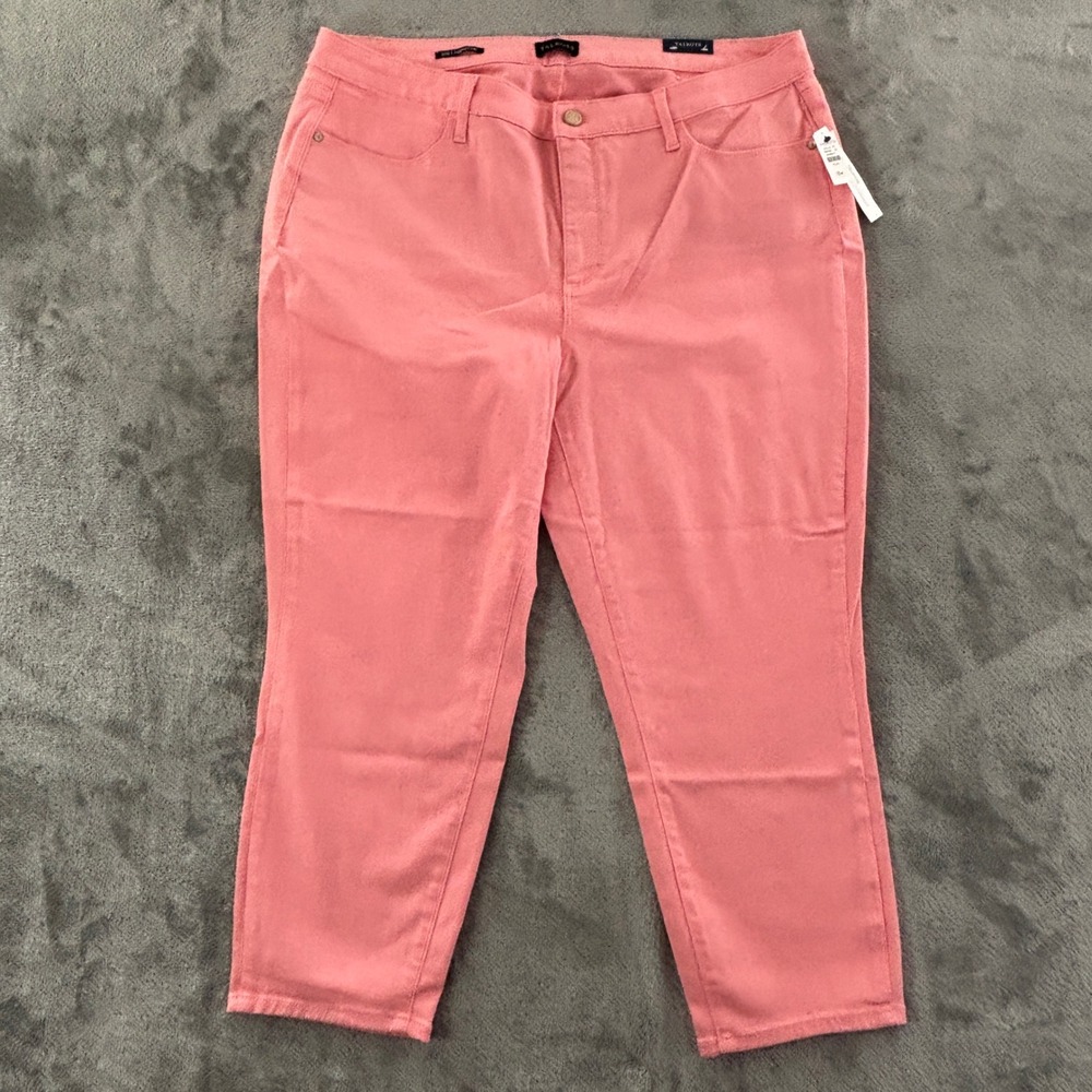 Talbots Jegging Crop Skinny High Waist 18W Coral Pink Slimming Stretch‎ Denim